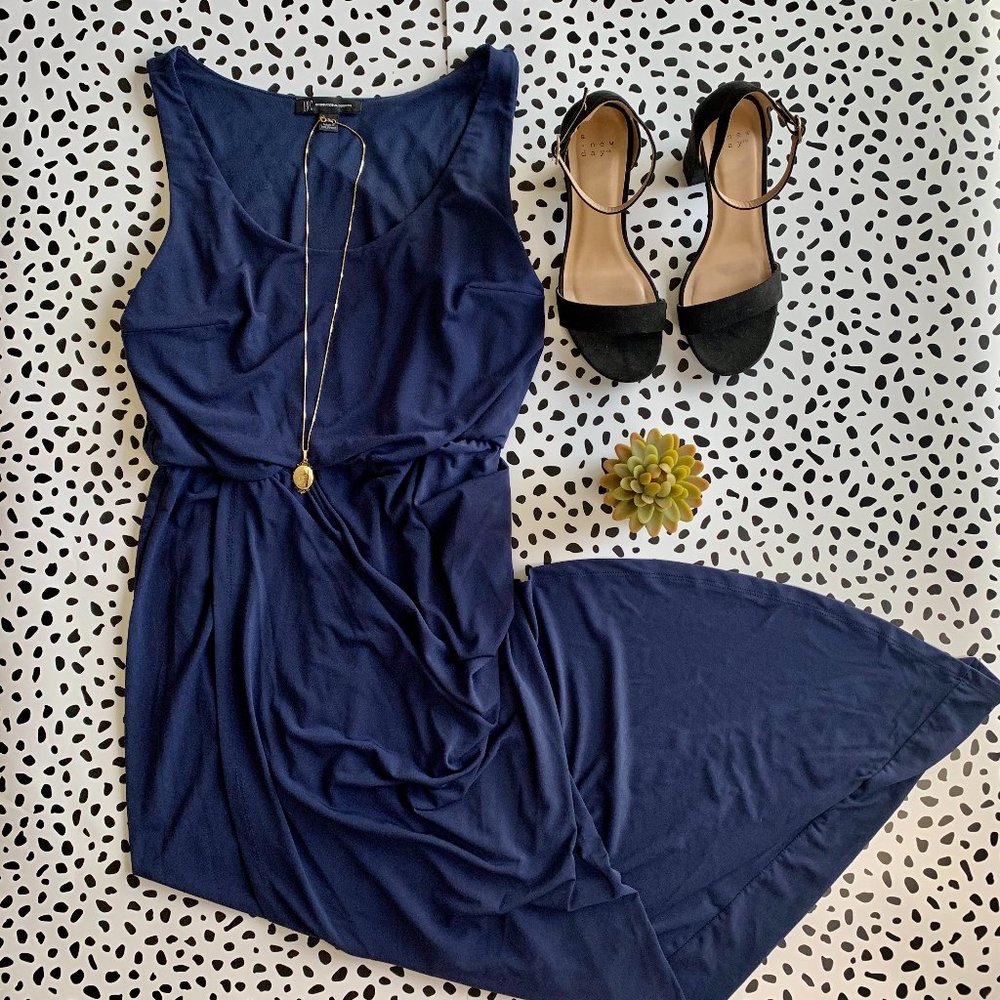 INC | Women's Navy Ruched Dress | Small
